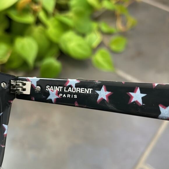Saint Laurent Stars Print Square Sunglasses Black Made in Italy‎